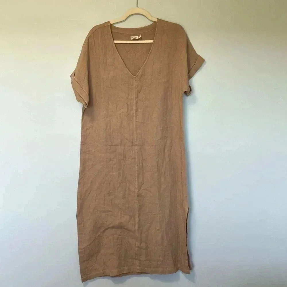 Faherty 100% organic cotton tan dress  M/L
